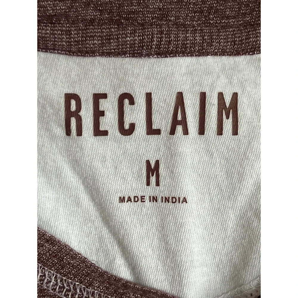 Reclaim Long Sleeve Shirt Mens Medium FK002 Crew Neck Cotton Burgundy Maroon